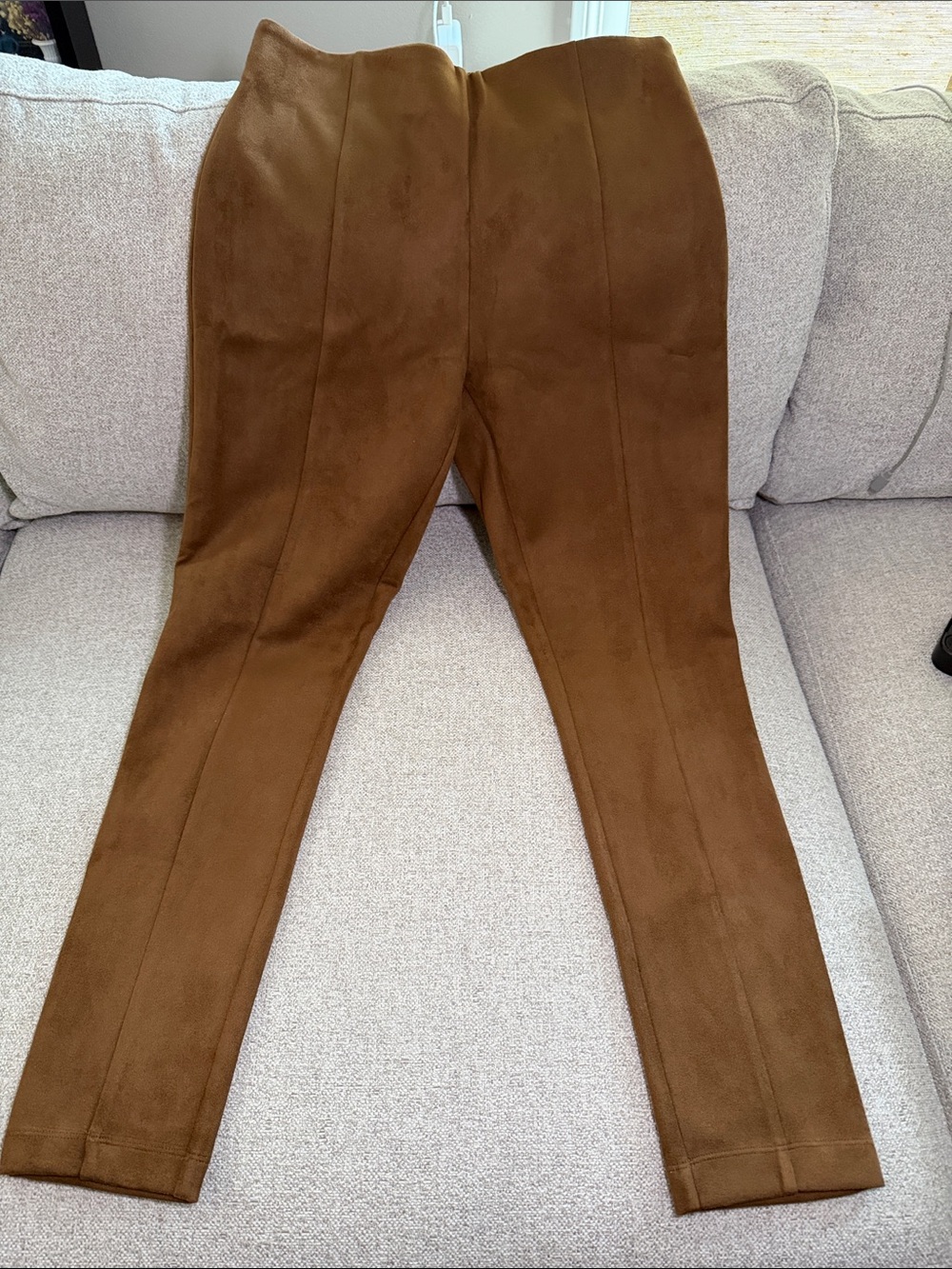 LOFT Brown Vegan Suede Cropped Pants